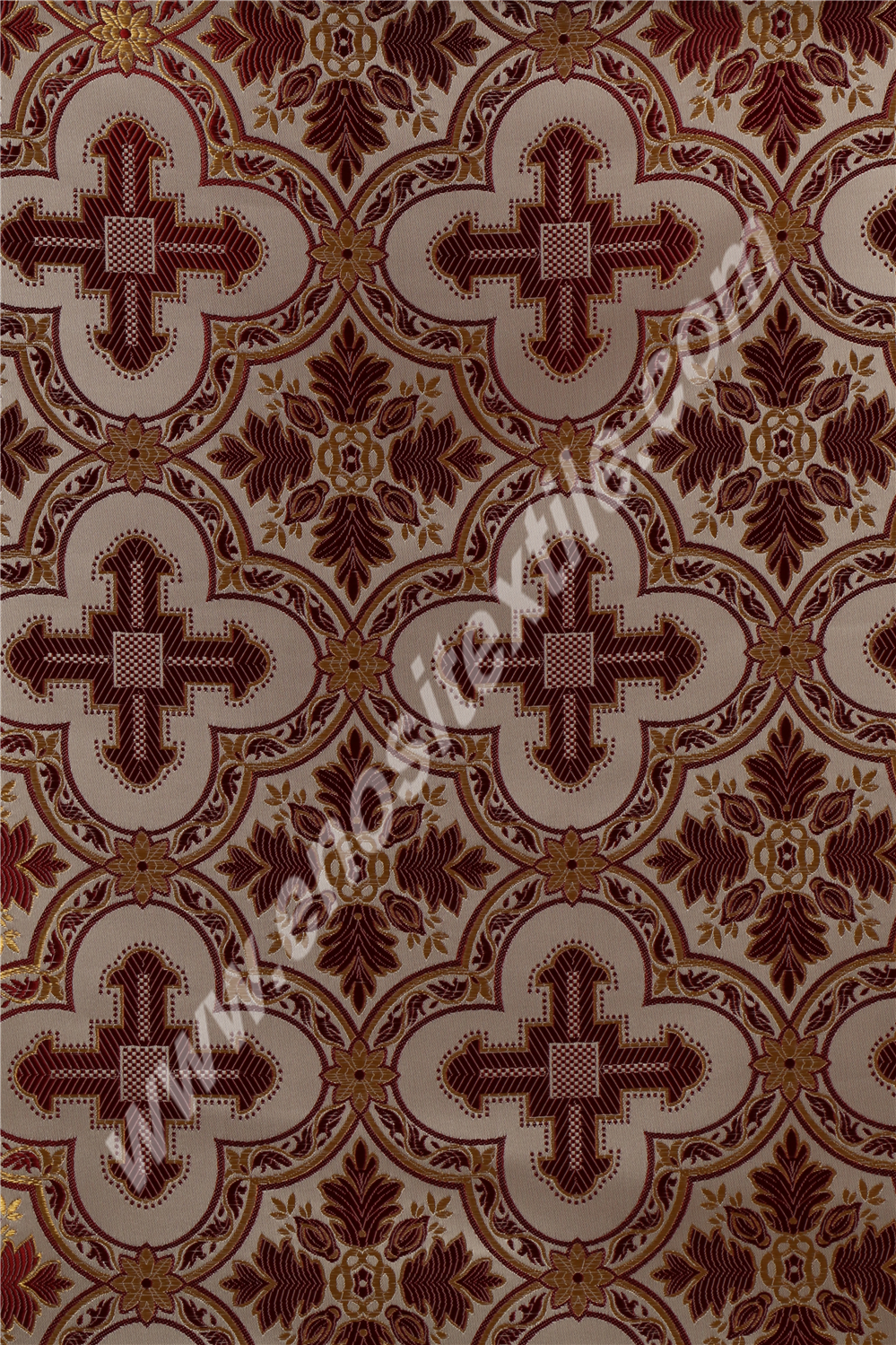 KL-036 WHITE GOLD BURGUNDY Brocade Fabrics